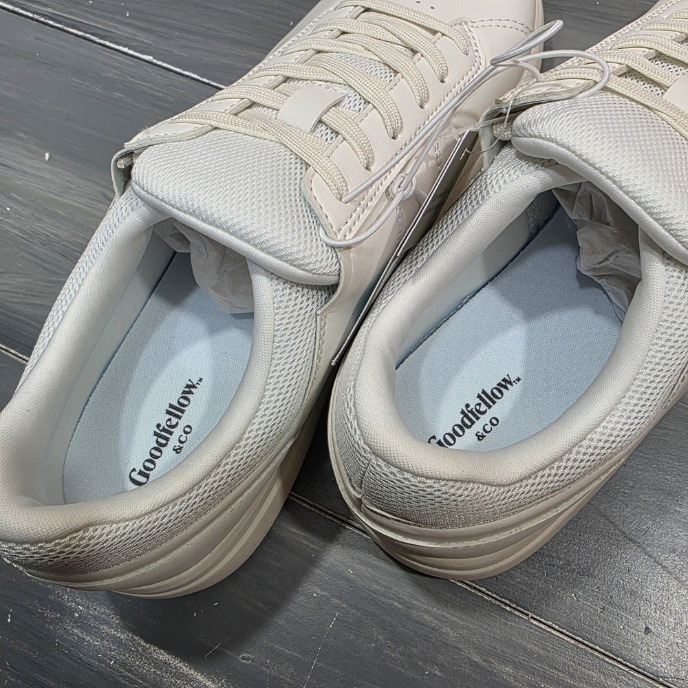 Goodfellow & Co Men's Scout Sneakers White Low Top Faux Leather Size 7 - Picture 9 of 9